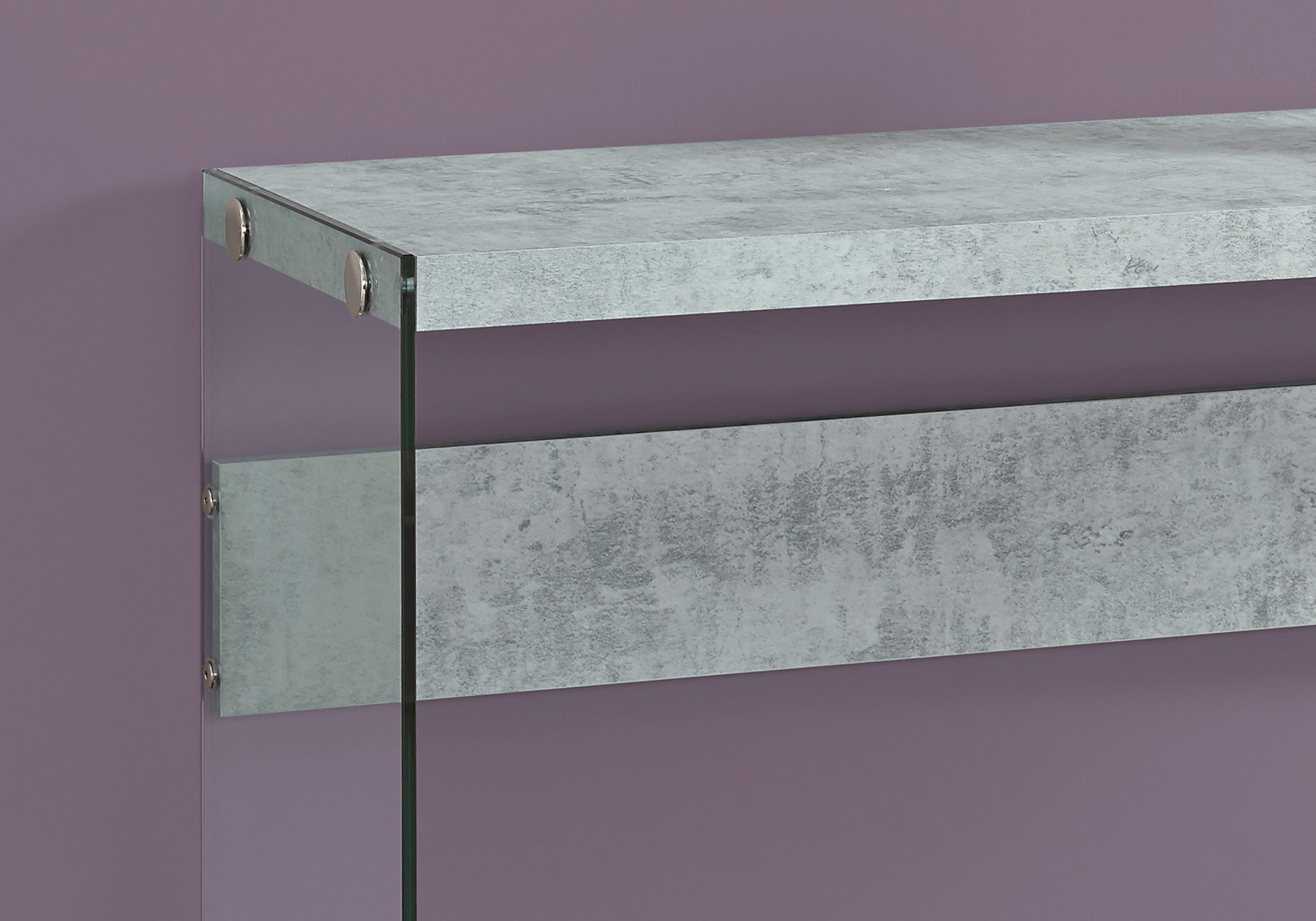ACCENT TABLE - 44"L / GREY CEMENT / TEMPERED GLASS